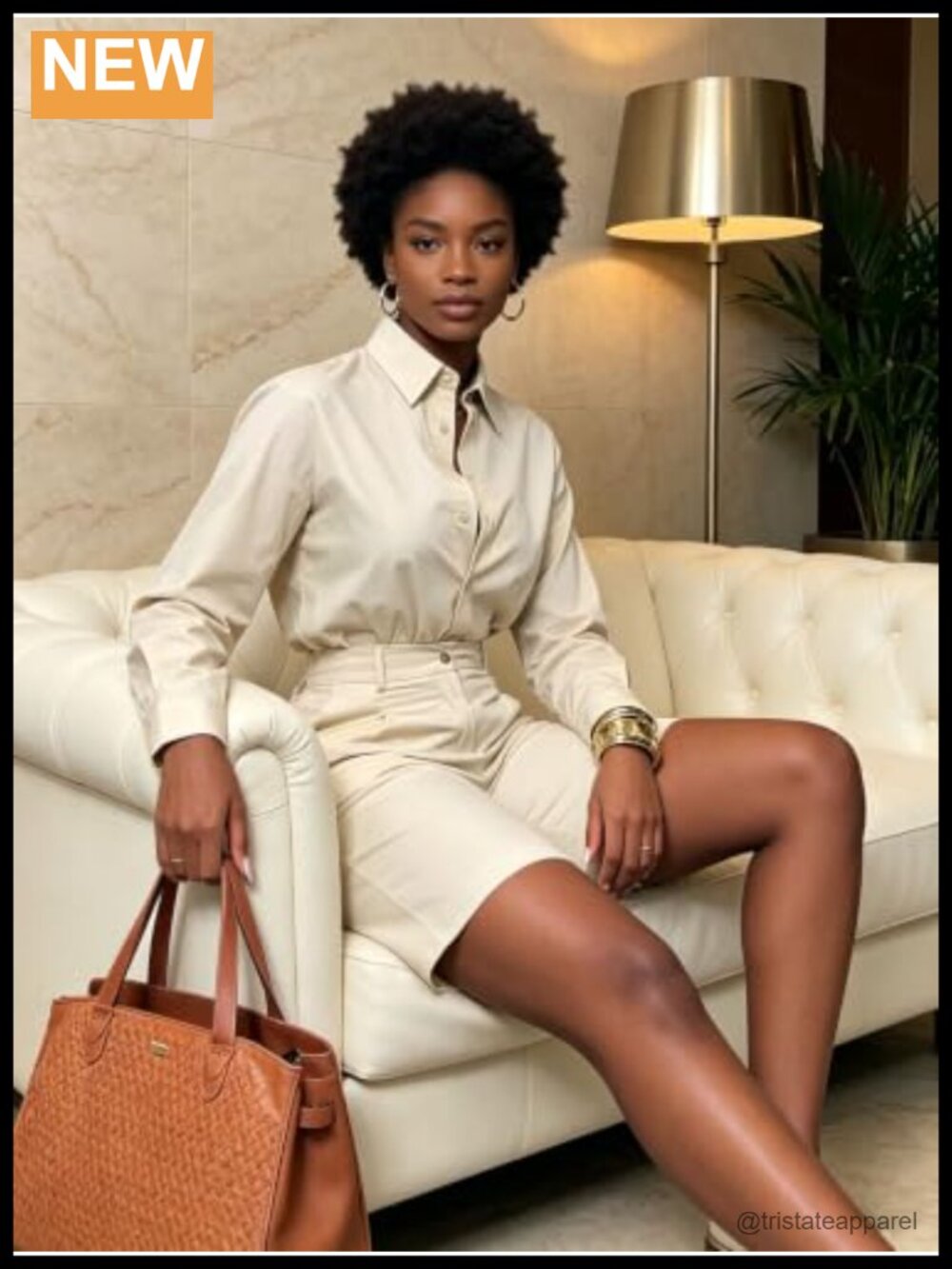 2 Piece Shirt Outfit Long Sleeve Button Down Top High Waisted Shorts Set - Picture 4 of 6